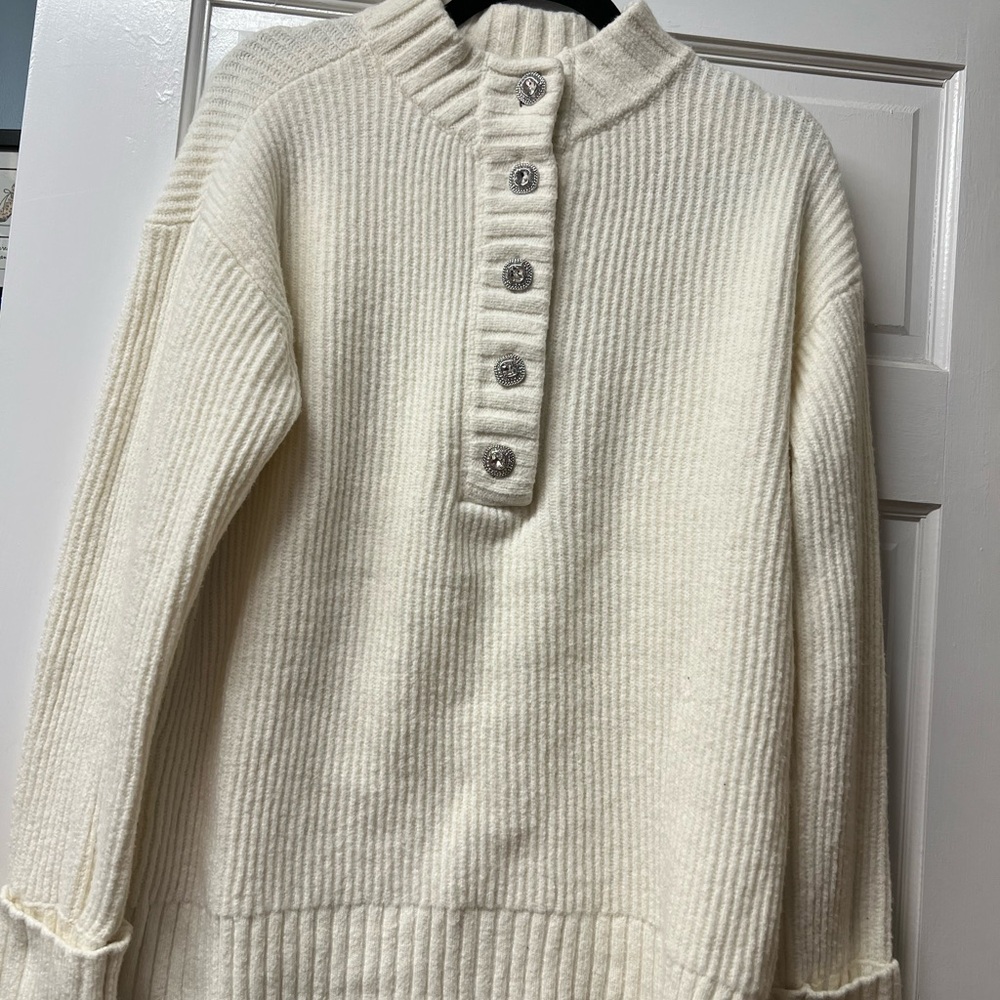 Talbots Cream Ribbed Turtleneck Sweater